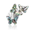 Abalone Shell Butterfly Brooch Pearl Silver Tone Cluster view 1