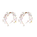 Multicolor Beaded Cascade Stud Earrings with Iridescent Drops view 5