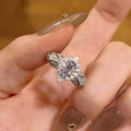 Oval Halo Filigree Cocktail Ring Lavender Or Red Center view 3