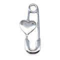Heart Accent Safety Pin Charms in Four Metal Finishes view 3