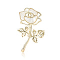 Shell Effect Rose Stem Brooch With Open Gold Tone Leaves view 5