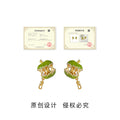 Gold Tone Green Apple Enamel Lattice Drop Stud Earrings view 3