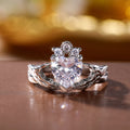 Silver Hands Holding Heart Cubic Zirconia Ring Alloy view 6