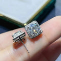 Silver Tone Square Clear Stone Halo Stud Earrings Jewelry view 4