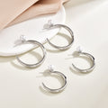Pearl Look Ball Open C Hoop Stud Earrings In Two Sizes view 4