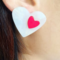 Colorful Resin Layered Heart Statement Stud Earrings in Four Designs view 5