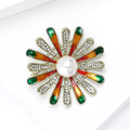 Enamel Sunburst Pearl Brooch for Jackets Scarves and Coats view 4