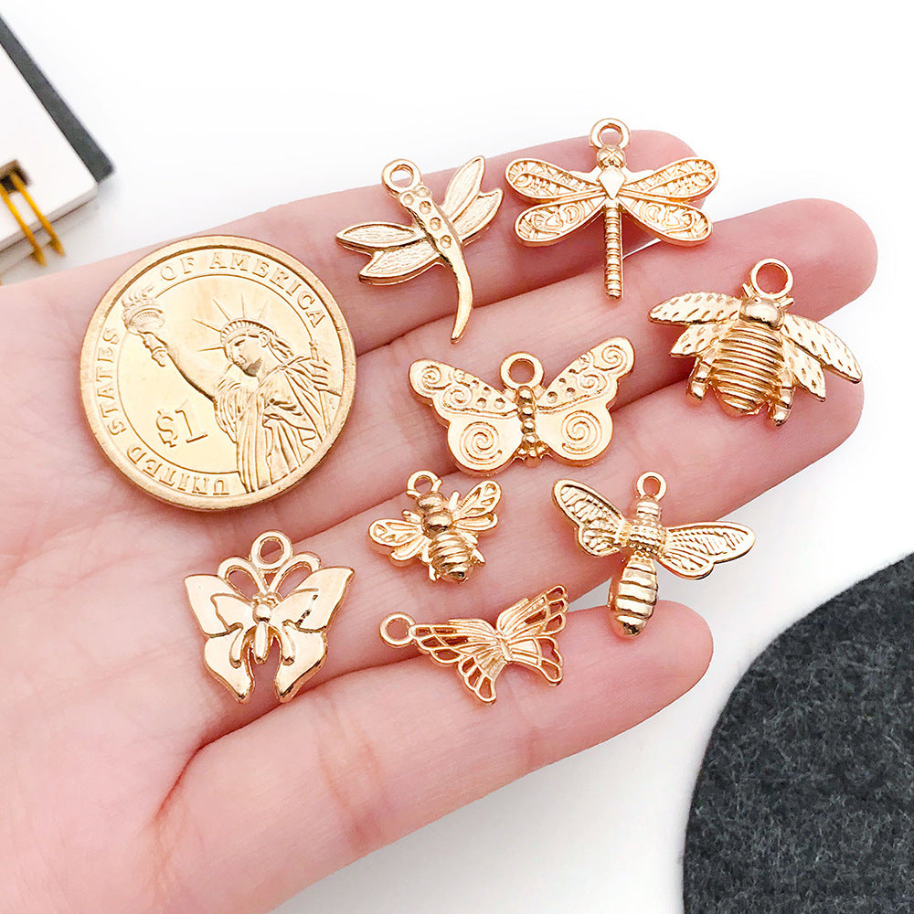 KC Gold Zinc Alloy Butterfly Dragonfly Bee Animal Charm Pendant for DIY Jewelry Making