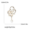 Double Heart Floral Brooch With Shell Flowers and Pearl Drop view 4