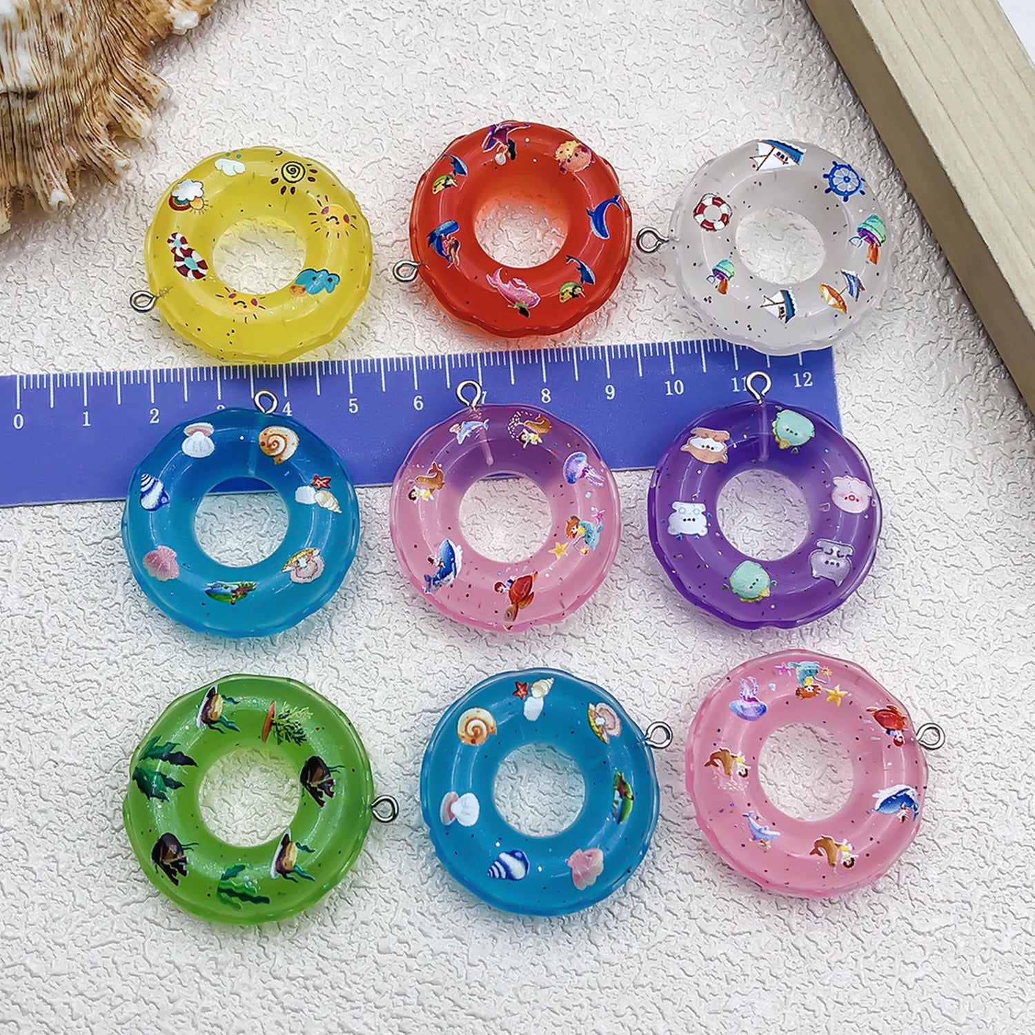 Resin Transparent Swim Ring charm pendant for DIY keychain bag charm necklace making