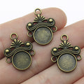Round Cabochon Earring Connector Setting in Antique Bronze and Antique Silver Metal view 3