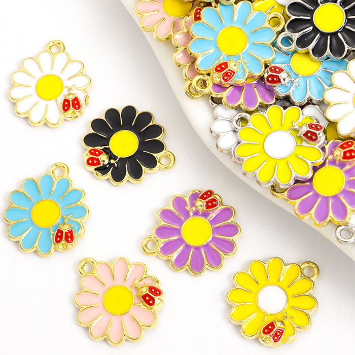 Enamel-Look Gold Silver Ladybug Alloy Charms in 12 Styles