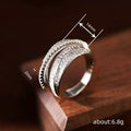 Layered Baguette And Pave Wide Ring In Polished Silver Tone view 4