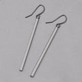 Gold Silver and Black Straight Bar Long Hook Earrings view 8