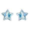 Silver Tone Translucent Aqua Star Earrings In Stud And Clip On Styles view 5