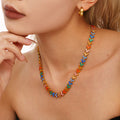 Triangle Cluster Zircon Link Necklaces Gold Steel White Mix view 2