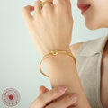 Open Knot Cuff Bangle Thick Wire Gold Or Steel Tone view 3