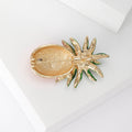 Orange Enamel Pineapple Brooch with Green Crystal Leaves view 4