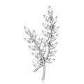 Crystal Wheat Sprig Brooch In 2 Styles With Polished Metal And Decorative Details view 2