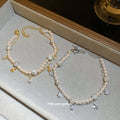 Double Layer Pearl Bracelet Star Rhinestone Charms view 2