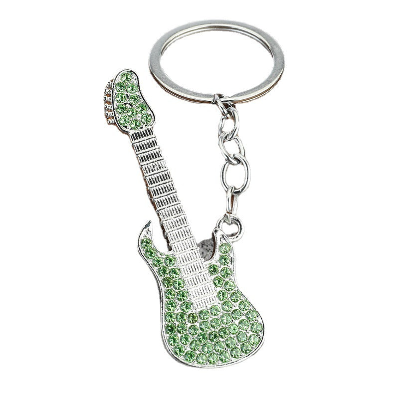 Colorful Rhinestone Guitar Metal Keychain Concert Gift Accessory