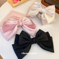 Oversized Layered Satin Bow Hair Clip In Black Pink Or Ivory view 1