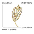 Large Teardrop Crystal Feather Brooch in Gold or Silver Tone view 5