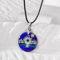 Black Cord Round Printed Glass Evil Eye Pendant Necklaces view 12