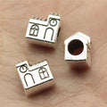 11x10x7mm 2.4g Antique Silver Zinc Alloy House Large Hole Loose Metal Beads for Bracelet Necklace DIY Jewelry