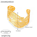 Hollow Leaf Open Titanium Steel Bangle Gold Or Steel Tone view 7