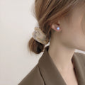 Large Iridescent White Ball Pearl Stud Earrings Pair view 3