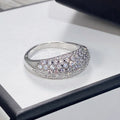 Domed Clear Stone Pave Ring In Polished Silver Tone view 3