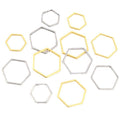Gold and Silver Tone Hexagon Open Frame Metal Charms view 5