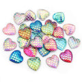 Iridescent Mermaid Scale Heart Resin Cabochons in Nine Colors view 5