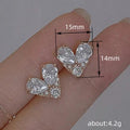 Heart Cluster Crystal Stud Earrings Polished Statement Fashion Jewelry view 4