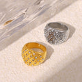 Bubble Circle Rhinestone Dome Ring Gold And Steel Tone view 4