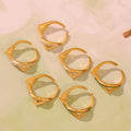 Gold Open Twist Pearl Crystal Rings Sizes Six To Eight view 4