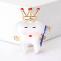 Crowned Tooth Character Enamel Brooch With Tiny Toothbrush view 6