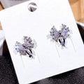 Silver Bow Clear Stone Stud Earrings White Gold Alloy view 4
