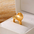 Gold Tone Mirror Finish Open Band Chunky Statement Ring view 2