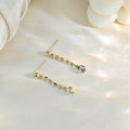 Gold and Silver Clear Look Long Line Dangle Earrings view 4