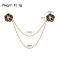Gold Tone Camellia Crystal Pearl Look Four Designs Metal Brooch Pin view 2
