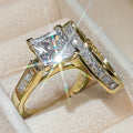 Square Solitaire Two-Ring Set In Silver And Gold-Tone Finishes view 6