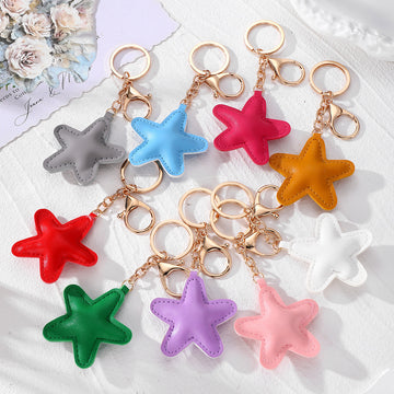 Puffy Leather Star Keychains Lobster Clasp 9 Colors