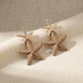 Four Color Woven Double Starfish Statement Dangle Earrings view 9