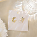 Gold Butterfly Stud Earrings Pearl Crystal White Black view 6