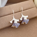 Pastel Folded Leaf Drop Hook Earrings in Three Soft Colors view 7