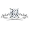 Silver Princess Square Clear CZ Side Stone Ring Sizes 6-10 view 1