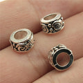 8x8x5mm 1.1g Antique Silver Zinc Alloy Round Large Hole Spacer Beads for Bracelet Jewelry Making