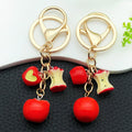 Red Apple Trio Keychain with Whole, Heart Cut and Core Charms view 2